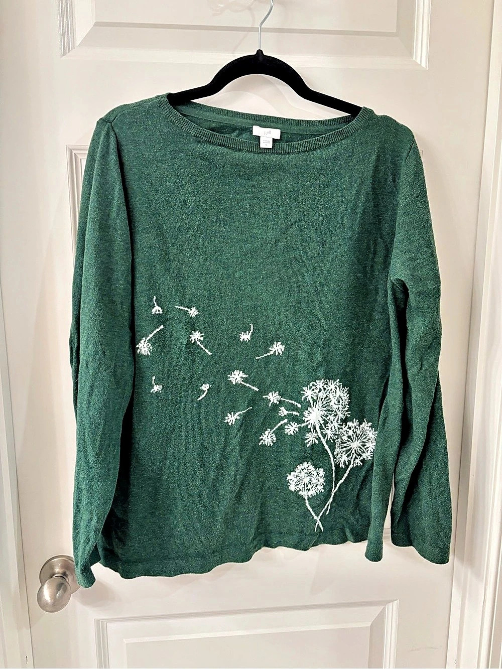 J Jill Dandelion Wishes Sweater Long Sleeve Green XL